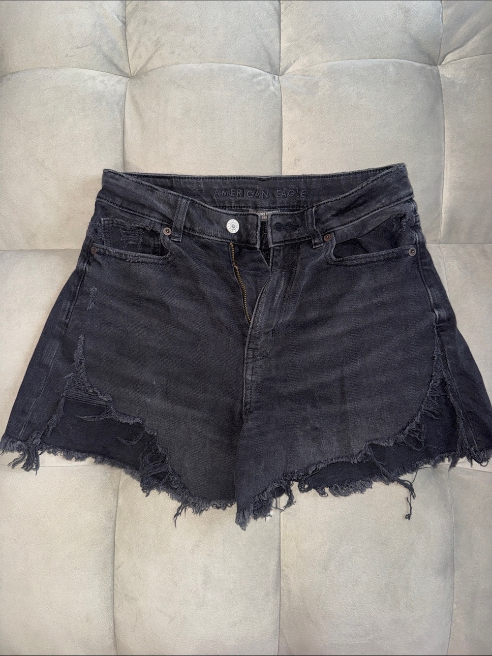 American Eagle Outfitters Black Distressed Cutoff Denim Shorts